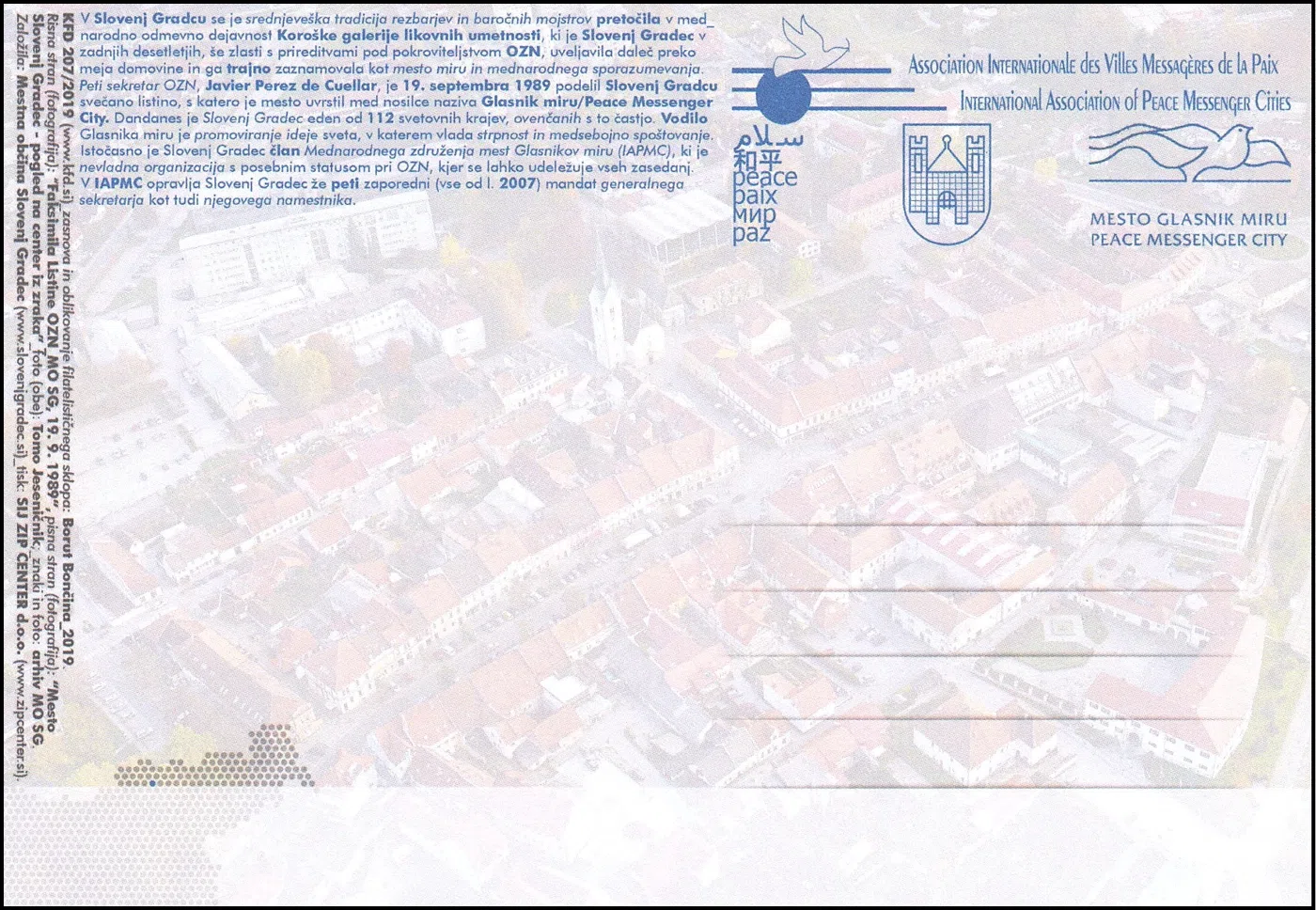MESTO GLASNIK MIRU - SLOVENJ GRADEC - PEACE MESSENGEER CITY